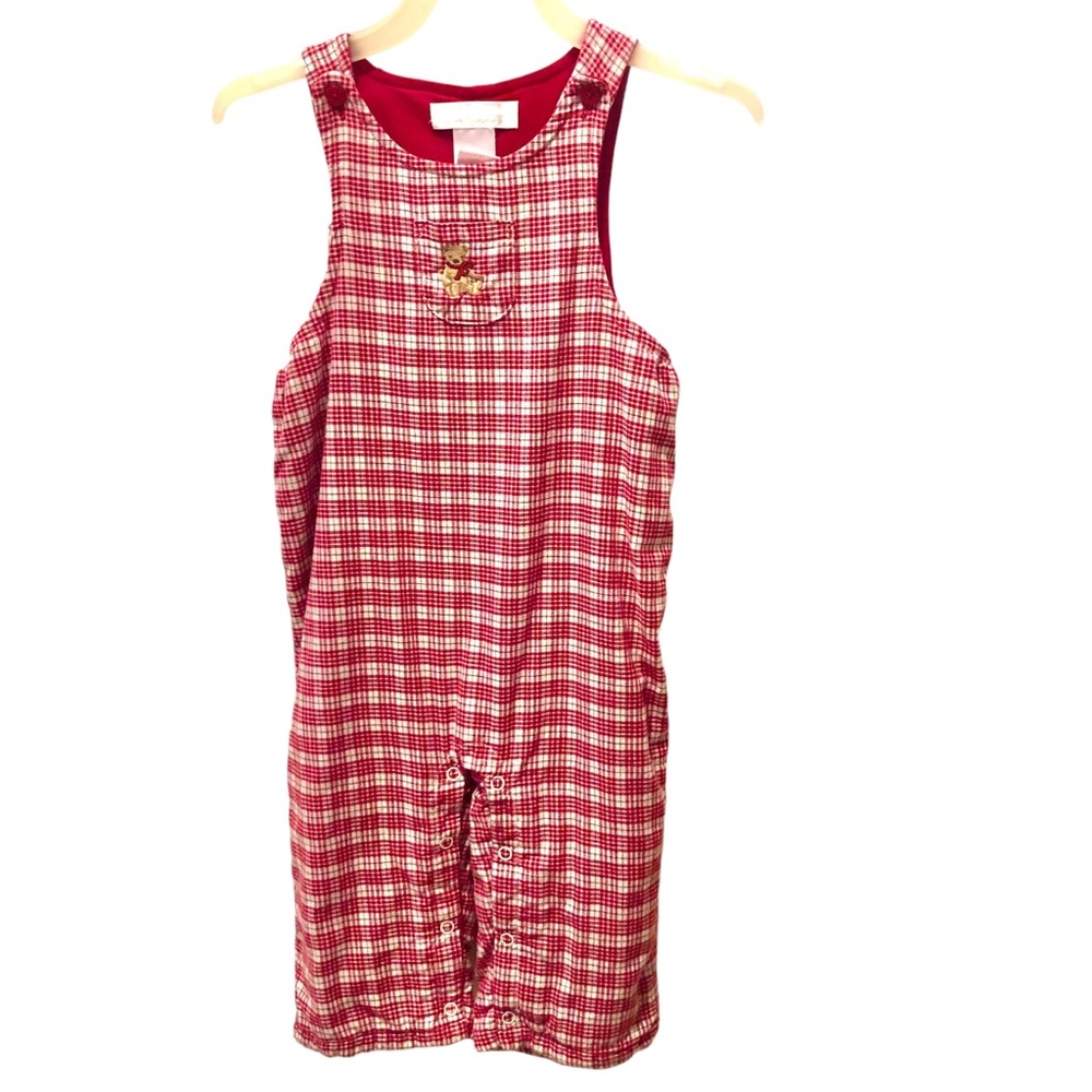 Janie and Jack Christmas Plaid Overalls 6-12 months size